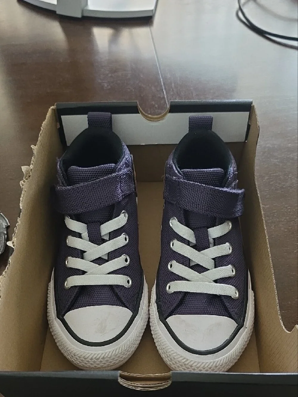 Converse Kids Purple High Top Sneaker with Tan Patch